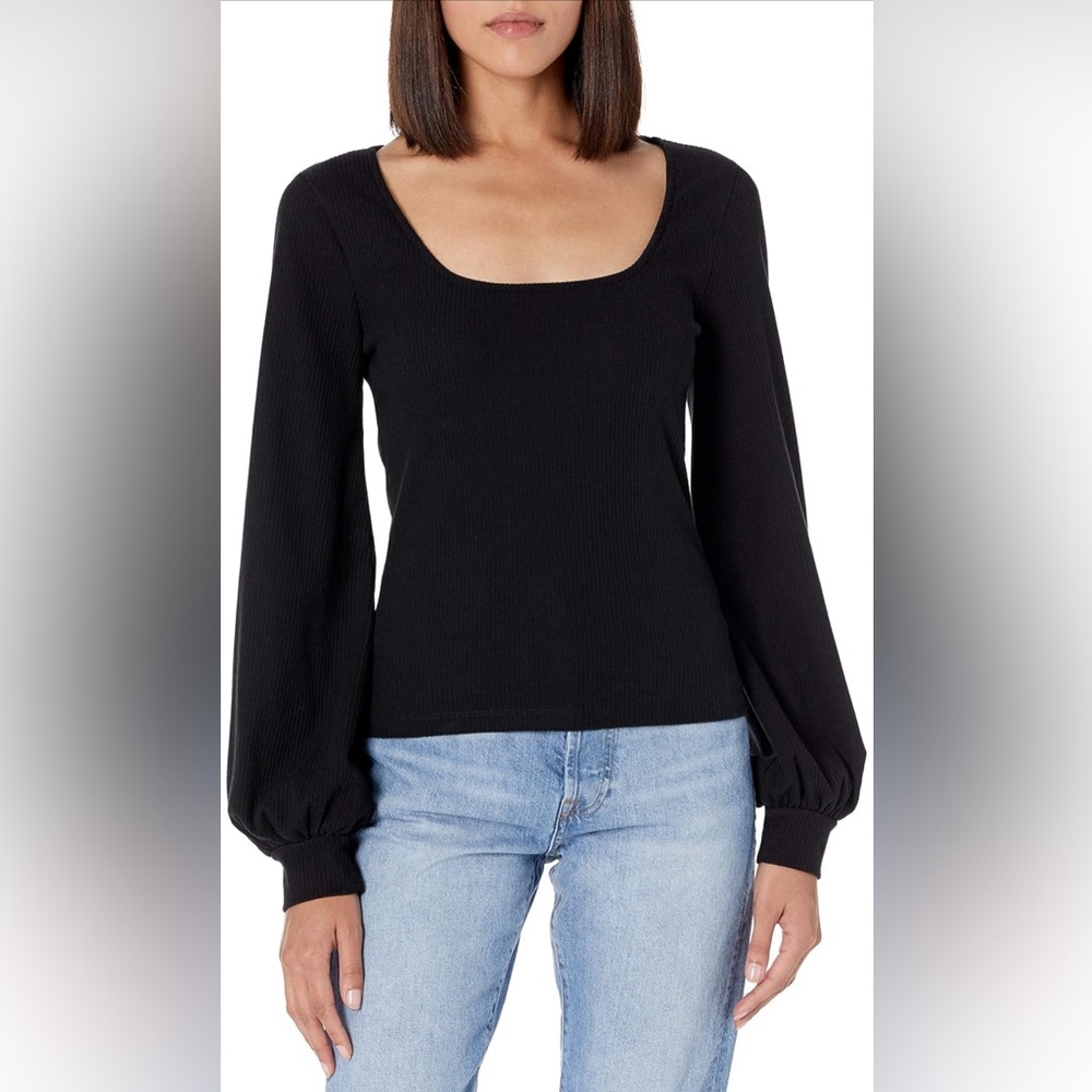NEW! The Drop Womens @Lucyswhims Square-Neck Balloon-Sleeve Top